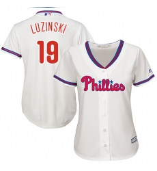 Women's Majestic Philadelphia Phillies #19 Greg Luzinski Authentic Cream Alternate Cool Base MLB Jersey
