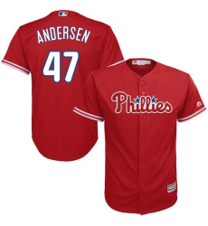 Men's Majestic Philadelphia Phillies #47 Larry Andersen Replica Red Alternate Cool Base MLB Jersey