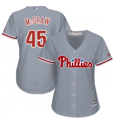 Women's Majestic Philadelphia Phillies #45 Tug McGraw Authentic Grey Road Cool Base MLB Jersey