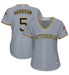 Women's Majestic Pittsburgh Pirates #5 Josh Harrison Authentic Grey Road Cool Base MLB Jersey