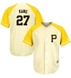 Men's Majestic Pittsburgh Pirates #27 Jung-ho Kang Replica Cream/Gold Exclusive MLB Jersey