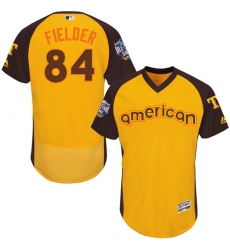 Men's Majestic Texas Rangers #84 Prince Fielder Yellow 2016 All-Star American League BP Authentic Collection Flex Base MLB Jersey