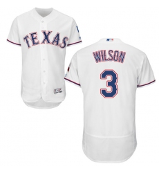 Men's Majestic Texas Rangers #3 Russell Wilson White Home Flex Base Authentic Collection MLB Jersey