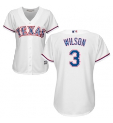 Women's Majestic Texas Rangers #3 Russell Wilson Authentic White Home Cool Base MLB Jersey