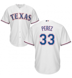 Youth Majestic Texas Rangers #33 Martin Perez Replica White Home Cool Base MLB Jersey