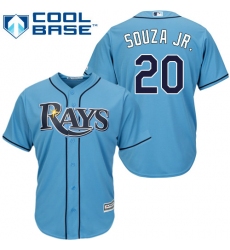 Youth Majestic Tampa Bay Rays #20 Steven Souza Authentic Light Blue Alternate 2 Cool Base MLB Jersey