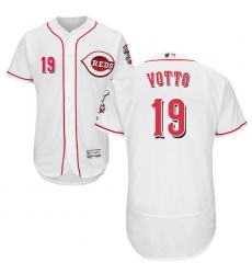 Men's Majestic Cincinnati Reds #19 Joey Votto White Home Flex Base Authentic Collection MLB Jersey