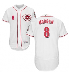 Men's Majestic Cincinnati Reds #8 Joe Morgan White Home Flex Base Authentic Collection MLB Jersey