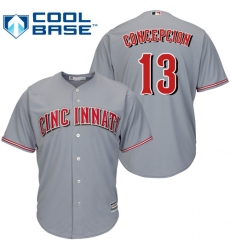 Men's Majestic Cincinnati Reds #13 Dave Concepcion Replica Grey Road Cool Base MLB Jersey