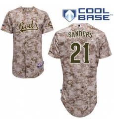 Men's Majestic Cincinnati Reds #21 Reggie Sanders Authentic Camo Alternate Cool Base MLB Jersey
