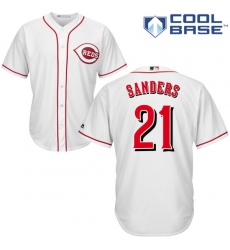 Men's Majestic Cincinnati Reds #21 Reggie Sanders Replica White Home Cool Base MLB Jersey