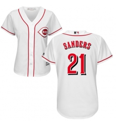 Women's Majestic Cincinnati Reds #21 Reggie Sanders Authentic White Home Cool Base MLB Jersey