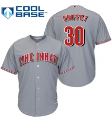 Youth Majestic Cincinnati Reds #30 Ken Griffey Replica Grey Road Cool Base MLB Jersey