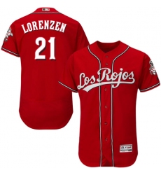Men's Majestic Cincinnati Reds #21 Michael Lorenzen Red Los Rojos Flexbase Authentic Collection MLB Jersey