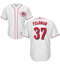 Youth Majestic Cincinnati Reds #37 Scott Feldman Authentic White Home Cool Base MLB Jersey