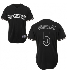 Men's Majestic Colorado Rockies #5 Carlos Gonzalez Authentic Black Fashion MLB Jersey