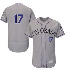 Men's Majestic Colorado Rockies #17 Todd Helton Grey Road Flex Base Authentic Collection MLB Jersey