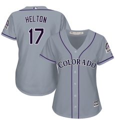 Women's Majestic Colorado Rockies #17 Todd Helton Replica Grey Road Cool Base MLB Jersey