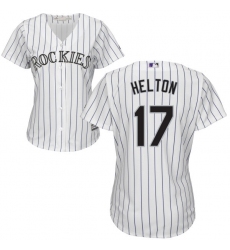Women's Majestic Colorado Rockies #17 Todd Helton Replica White Home Cool Base MLB Jersey