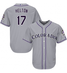 Youth Majestic Colorado Rockies #17 Todd Helton Authentic Grey Road Cool Base MLB Jersey