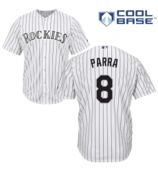 Youth Majestic Colorado Rockies #8 Gerardo Parra Authentic White Home Cool Base MLB Jersey