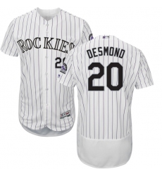 Men's Majestic Colorado Rockies #20 Ian Desmond White Flexbase Authentic Collection MLB Jersey