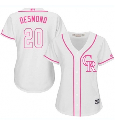 Women's Majestic Colorado Rockies #20 Ian Desmond Authentic White Fashion Cool Base MLB Jersey