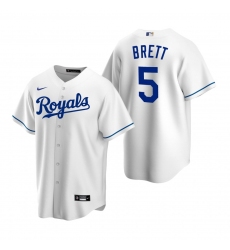 Men's Nike Kansas City Royals #5 George Brett White Home Stitched Baseball Jersey