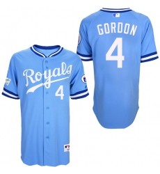 Men's Majestic Kansas City Royals #4 Alex Gordon Replica Light Blue 1985 Turn Back The Clock MLB Jersey