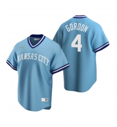 Men's Nike Kansas City Royals #4 Alex Gordon Light Blue Cooperstown Collection Road Stitched Baseball Jersey