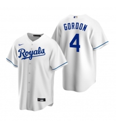 Men's Nike Kansas City Royals #4 Alex Gordon White Home Stitched Baseball Jersey
