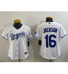 Women's Kansas City Royals #16 Bo Jackson White Cool Base Stitched Jersey(Run Small)