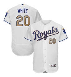 Men's Majestic Kansas City Royals #20 Frank White White Home Flex Base Authentic MLB Jersey