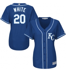 Women's Majestic Kansas City Royals #20 Frank White Authentic Blue Alternate 2 Cool Base MLB Jersey