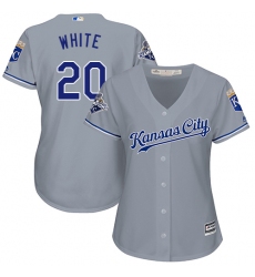 Women's Majestic Kansas City Royals #20 Frank White Authentic Grey Road Cool Base MLB Jersey