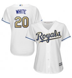 Women's Majestic Kansas City Royals #20 Frank White Authentic White Home Cool Base MLB Jersey
