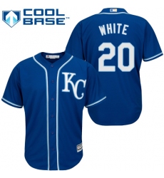 Youth Majestic Kansas City Royals #20 Frank White Authentic Blue Alternate 2 Cool Base MLB Jersey