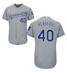 Men's Majestic Kansas City Royals #40 Kelvin Herrera Grey Road Flex Base Authentic Collection MLB Jersey