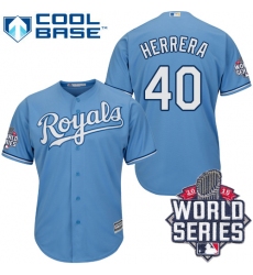 Men's Majestic Kansas City Royals #40 Kelvin Herrera Replica Light Blue Alternate 1 Cool Base 2015 World Series Patch MLB Jersey