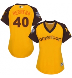 Women's Majestic Kansas City Royals #40 Kelvin Herrera Authentic Yellow 2016 All-Star American League BP Cool Base MLB Jersey