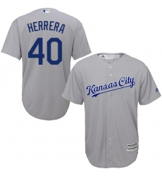 Youth Majestic Kansas City Royals #40 Kelvin Herrera Authentic Grey Road Cool Base MLB Jersey