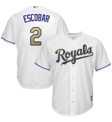 Youth Majestic Kansas City Royals #2 Alcides Escobar Replica White Home Cool Base MLB Jersey