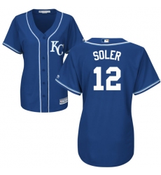 Women's Majestic Kansas City Royals #12 Jorge Soler Authentic Blue Alternate 2 Cool Base MLB Jersey