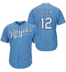 Youth Majestic Kansas City Royals #12 Jorge Soler Authentic Light Blue Alternate 1 Cool Base MLB Jersey