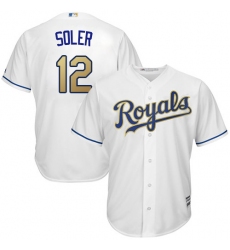 Youth Majestic Kansas City Royals #12 Jorge Soler Authentic White Home Cool Base MLB Jersey