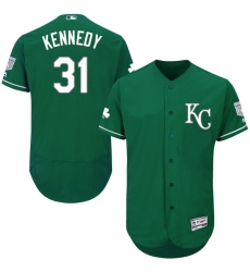 Men's Majestic Kansas City Royals #31 Ian Kennedy Green Celtic Flexbase Authentic Collection MLB Jersey