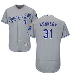 Men's Majestic Kansas City Royals #31 Ian Kennedy Grey Road Flex Base Authentic Collection MLB Jersey