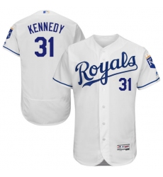 Men's Majestic Kansas City Royals #31 Ian Kennedy White Flexbase Authentic Collection MLB Jersey