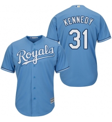 Youth Majestic Kansas City Royals #31 Ian Kennedy Authentic Light Blue Alternate 1 Cool Base MLB Jersey