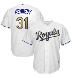 Youth Majestic Kansas City Royals #31 Ian Kennedy Replica White Home Cool Base MLB Jersey